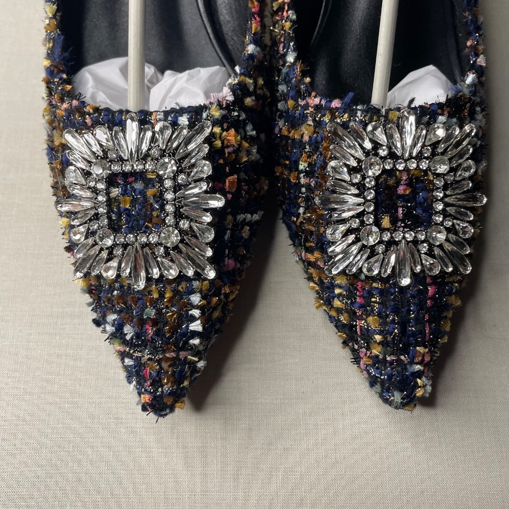 C. Paravano Multicolor Tweed Pointed Toe Heels w/ Crystal Buckle EU 41 (US 10) - Picture 3 of 16